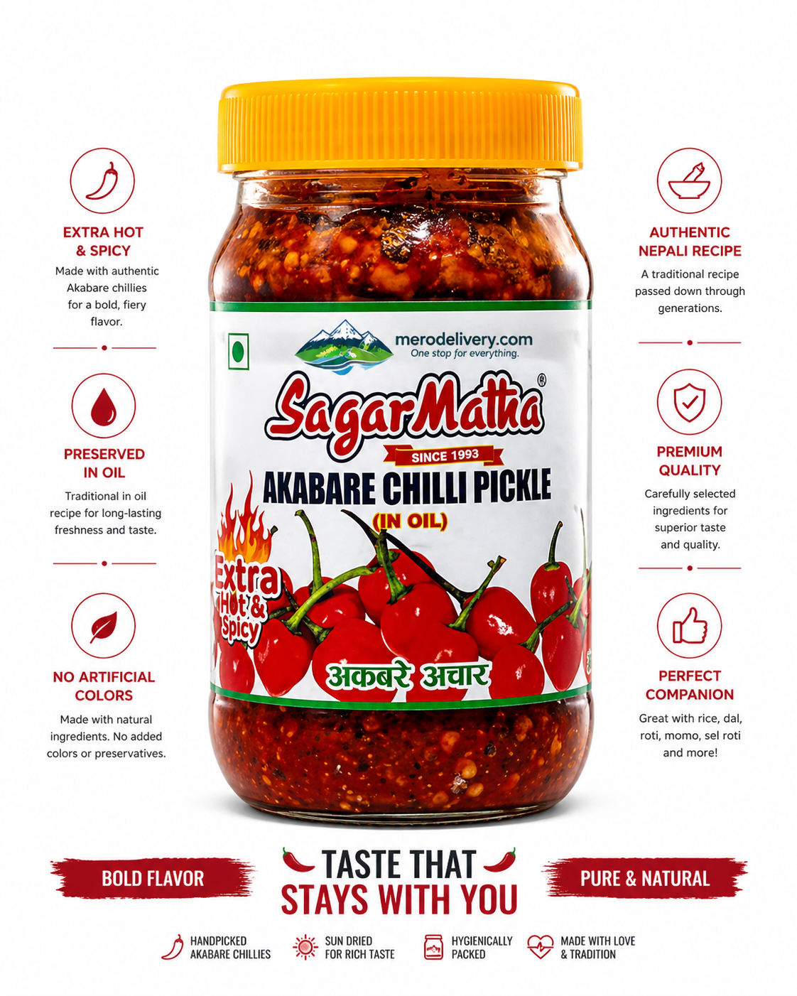 Akabare chilli pickle 380g - Sagarmatha Foods
